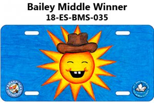Bailey Middle School Winner - Tag is a smiling sun wearing a hat