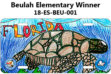 Beulah Elementary Winner - Tag is a Turtle with the word Florida