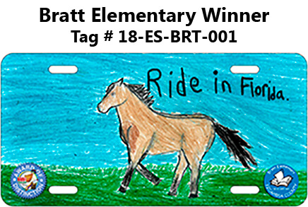Bratt Elementary Winner - Tag has Horse and reads Ride in Florida