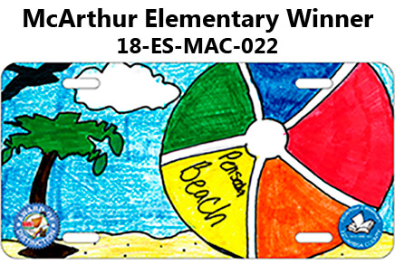 McArthur Elementary Winner - Tag is a beach scene with a big Pensacola Beach beach ball