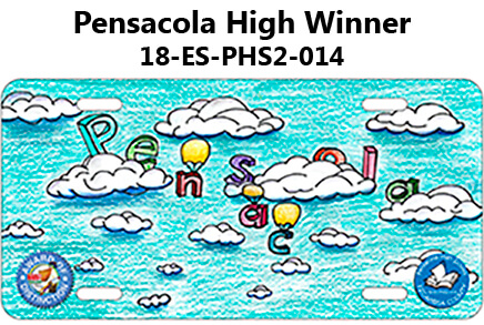Pensacola High Winner - A sky scene with clouds and Pensacola spelled out in the clouds
