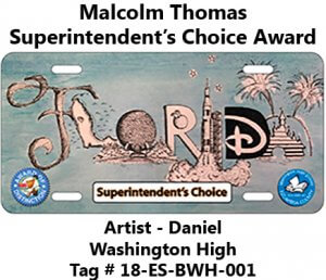 Kids Tag Art Superintendent Choice Award - Florida spelled out in iconic images from around the state