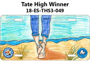 Tate High Winner - Tag is a beach scene with a person (legs only can be seen) walking in the sand