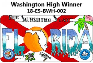 Washington High Winner - Tag is the Florida flag with the word Florida spelled out in front and the O is the sun with an outline of the state